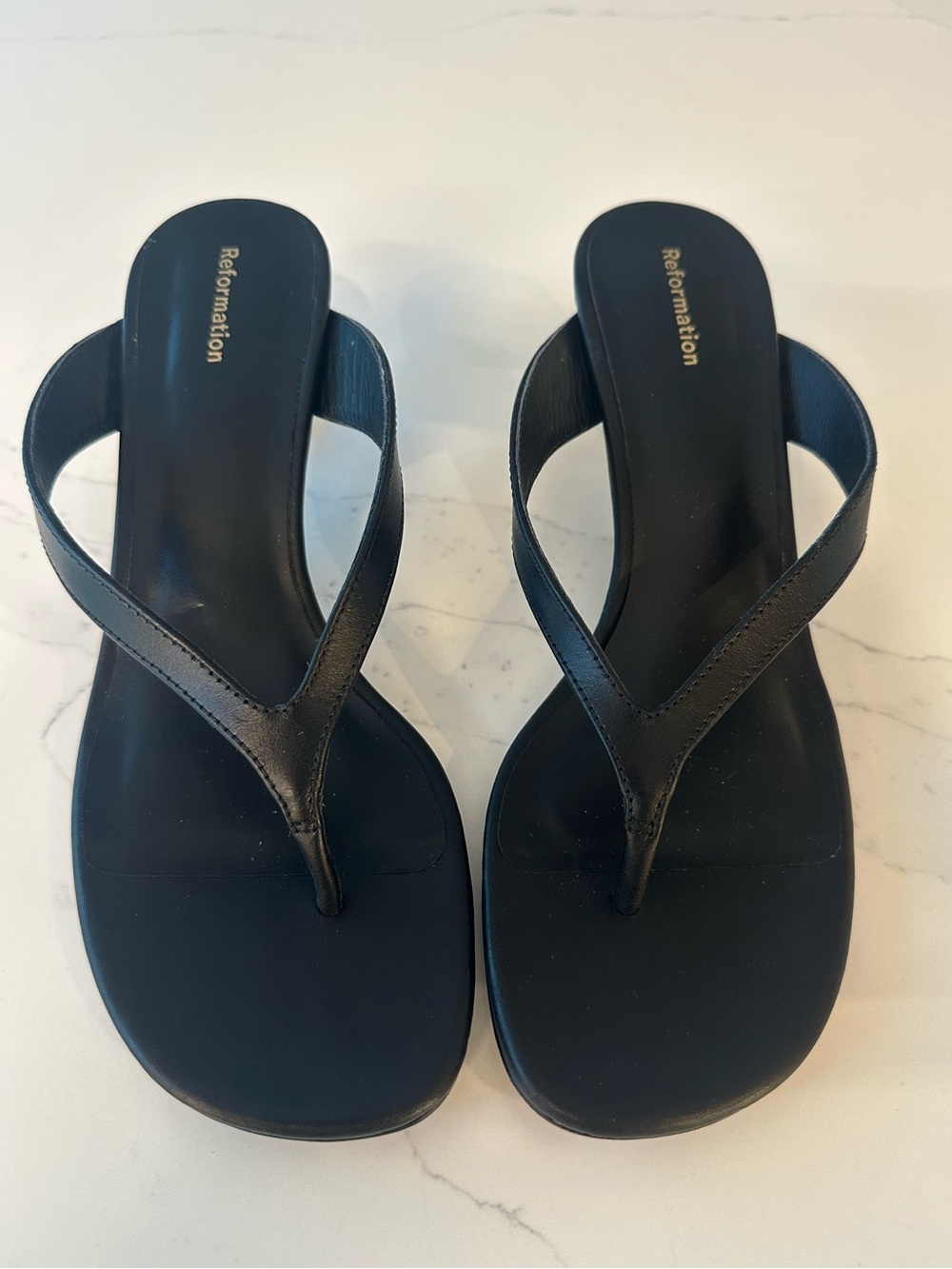 Reformation Black Leather Sophie Kitten Heel Sandal
